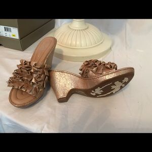 Born leather ruffle slide sandals